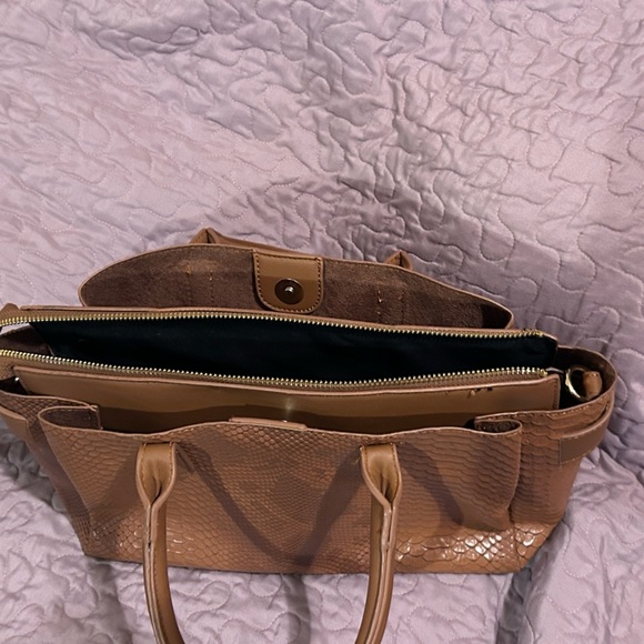 Mellow World Vegan Leather Cognac Crossbody. Snakeskin texture. Gently Usef. - Picture 4 of 11